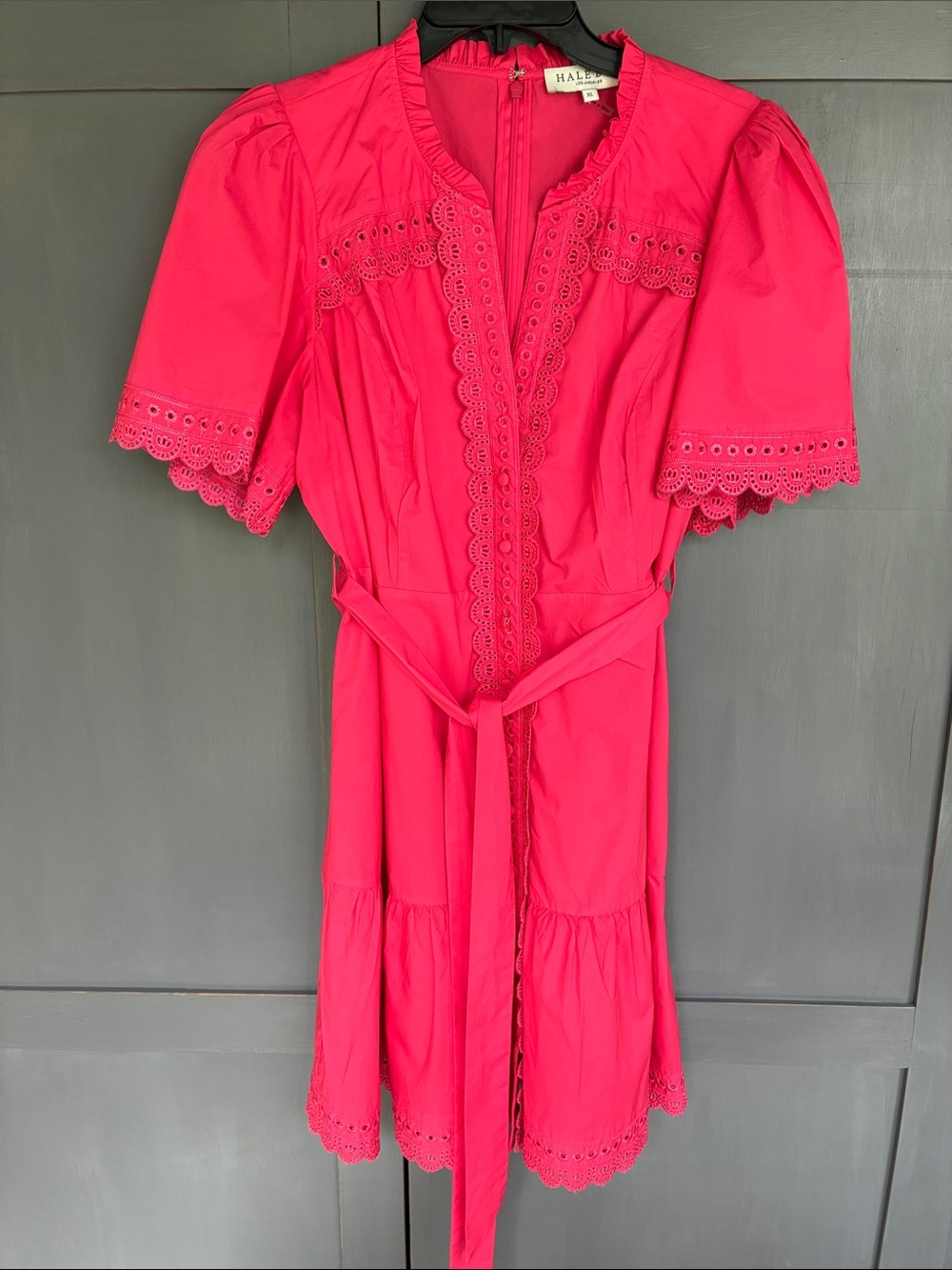 Hale Bob xl poplin 100% cotton Eyelet Cotton Dress with Tie Waist